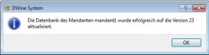 Hinweis auf Datenbankversion